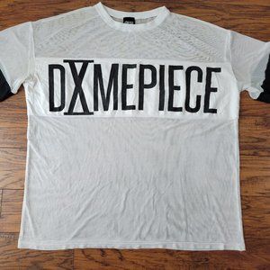 DXMEPIECE Dimepiece White Sheer Micro-Net Logo Ringer Shirt sz 2X XXL EUC Summer